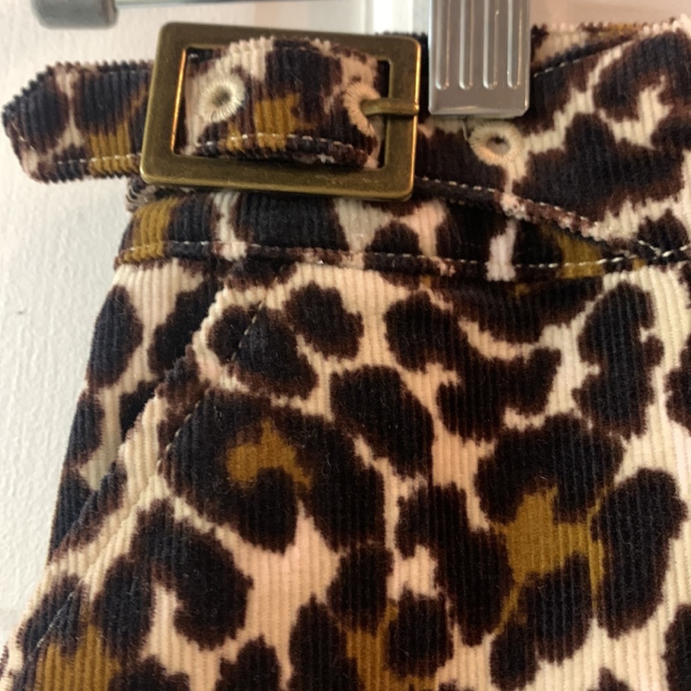 NWT J. Crew Corduroy Animal Print Mini Skirt w/Buckle Size 0 Black/Brown - Picture 8 of 15